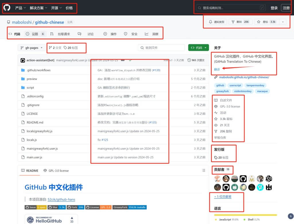GitHub 中文化插件， 一键汉化GitHub页面，让你秒懂GitHub，英语渣渣和新手必备！